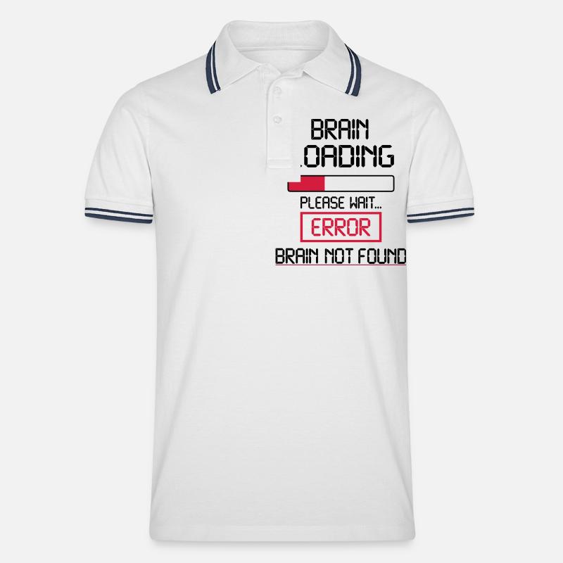 brain loading error - Men's Tipped Polo Shirt - white/navy
