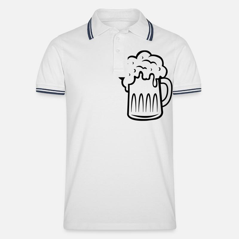 bier 001 - Männer Tipped Poloshirt - Weiß/Navy