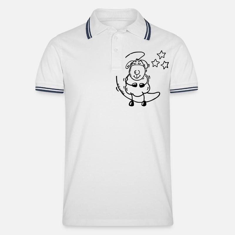 Lune moutons v1 - Polo tipped Homme - blanc/marine