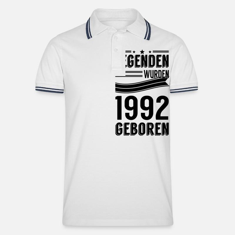1992 - Männer Tipped Poloshirt - Weiß/Navy