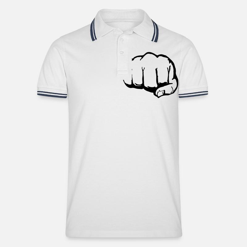 Faust (1c) - Männer Tipped Poloshirt - Weiß/Navy