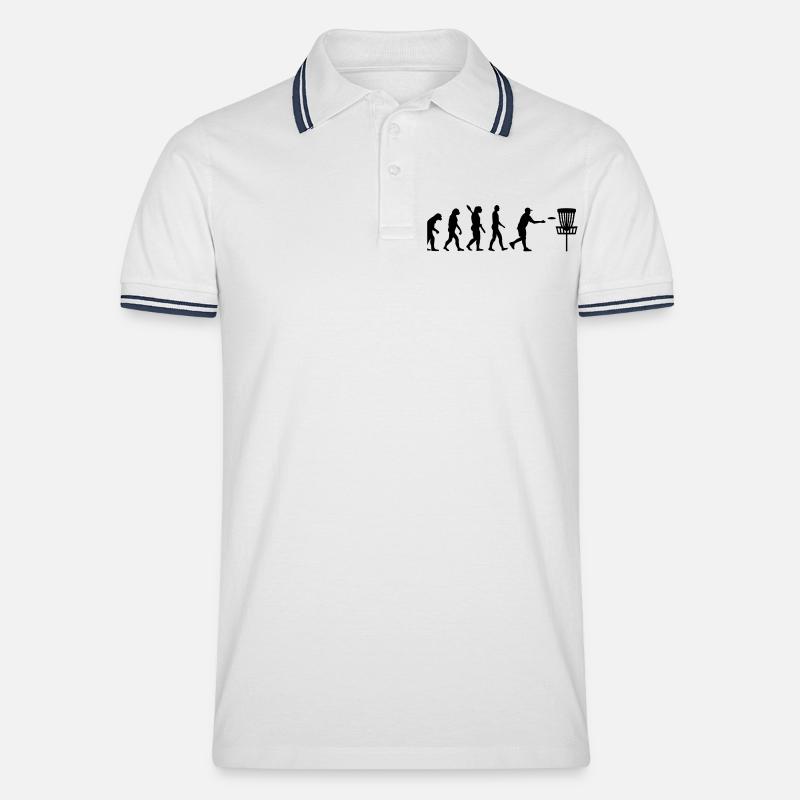 Evolution Disc Golf - Polo tipped Homme - blanc/marine