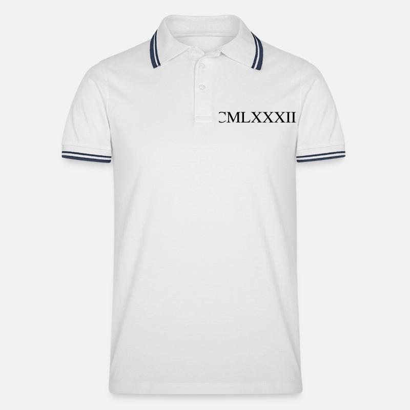 1982 - Männer Tipped Poloshirt - Weiß/Navy
