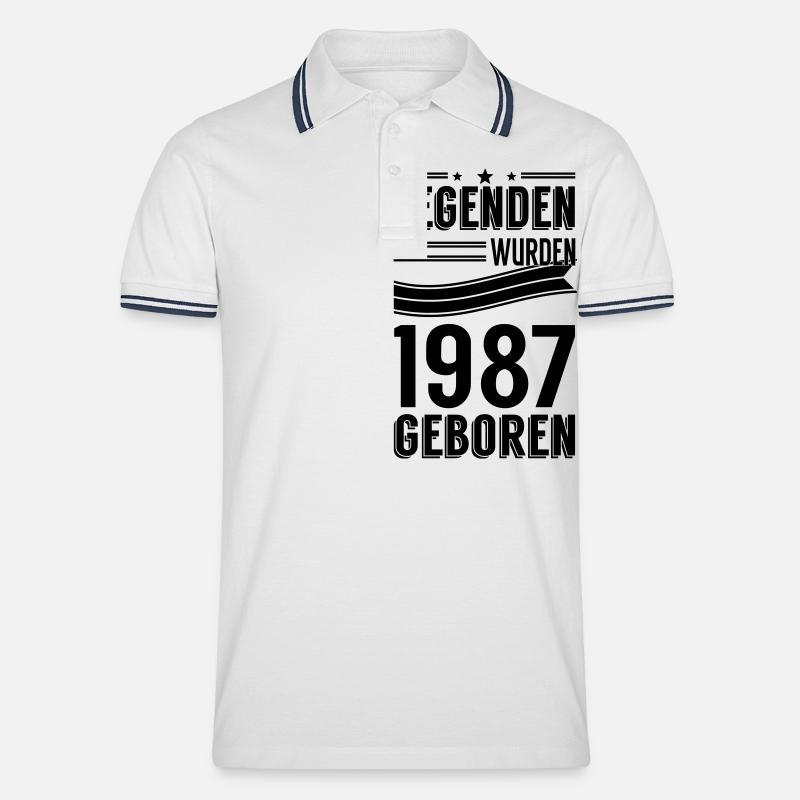 1987 - Männer Tipped Poloshirt - Weiß/Navy