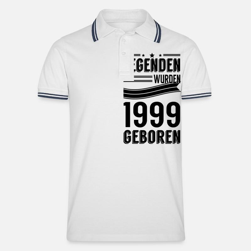 1999 - Männer Tipped Poloshirt - Weiß/Navy