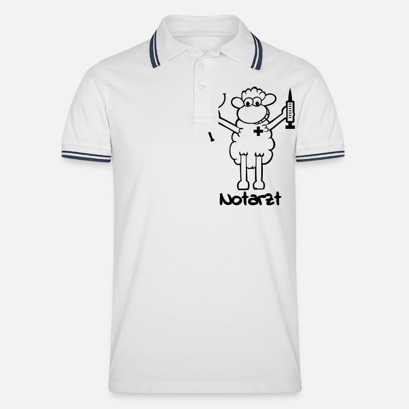 notarzt 1f - Männer Tipped Poloshirt - Weiß/Navy