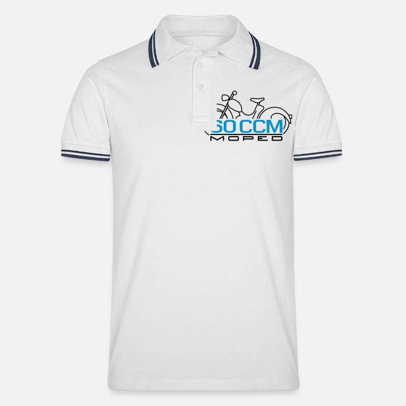 Moped SR2 60 ccm Emblem - Männer Tipped Poloshirt - Weiß/Navy