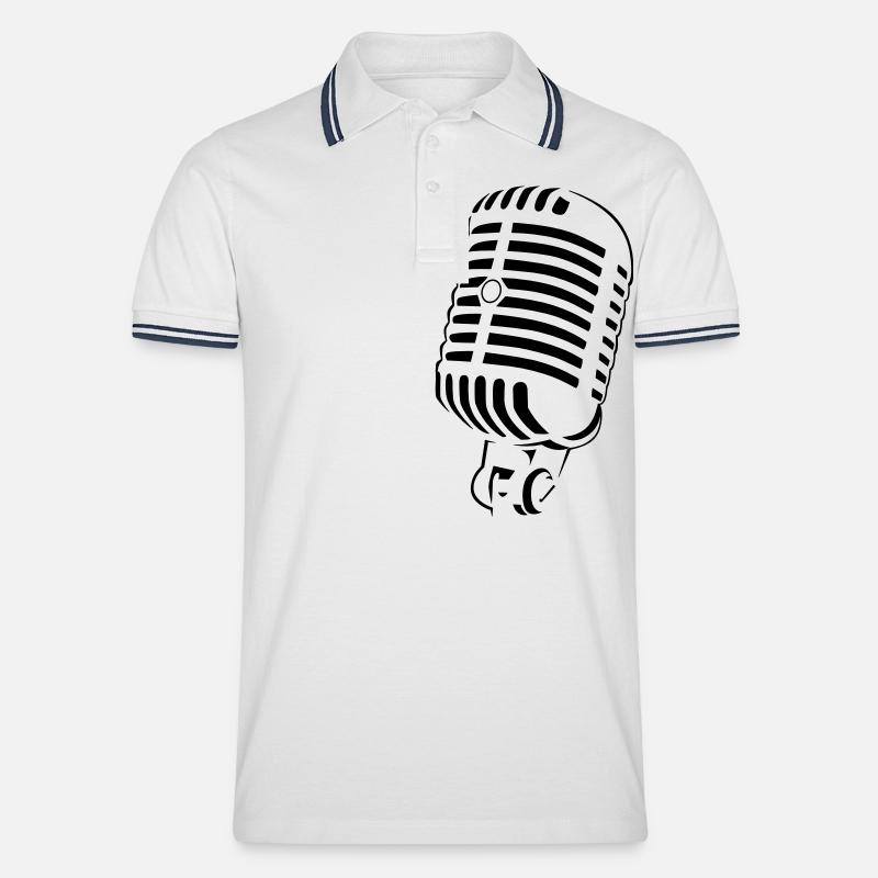 Retro Mikro - Männer Tipped Poloshirt - Weiß/Navy