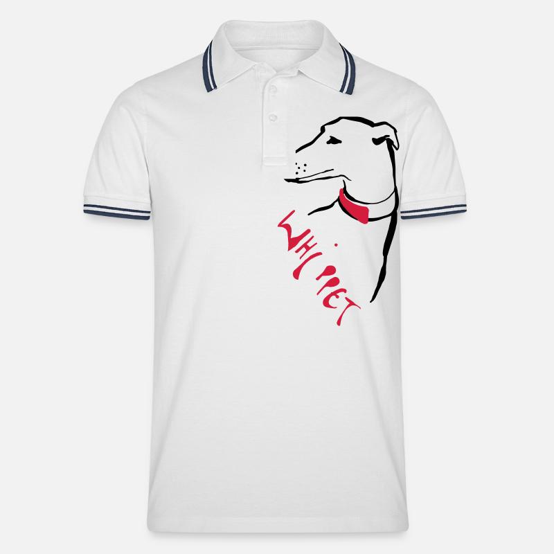 Whippet - Männer Tipped Poloshirt - Weiß/Navy