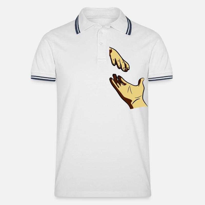 Hand reichen geben - Männer Tipped Poloshirt - Weiß/Navy