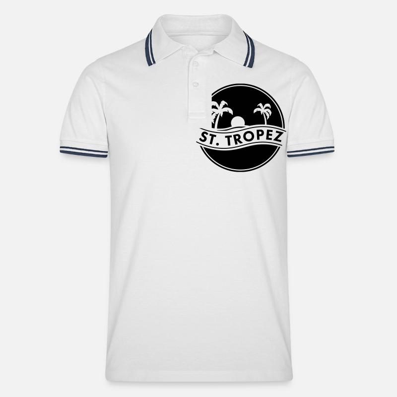 st tropez - Männer Tipped Poloshirt - Weiß/Navy