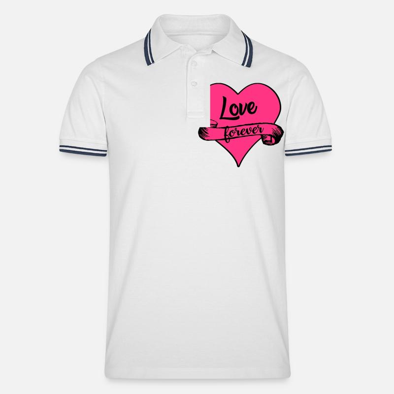 love forever - Männer Tipped Poloshirt - Weiß/Navy