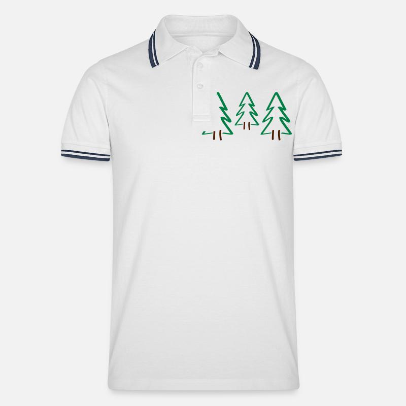 bäume weihnachten - Männer Tipped Poloshirt - Weiß/Navy