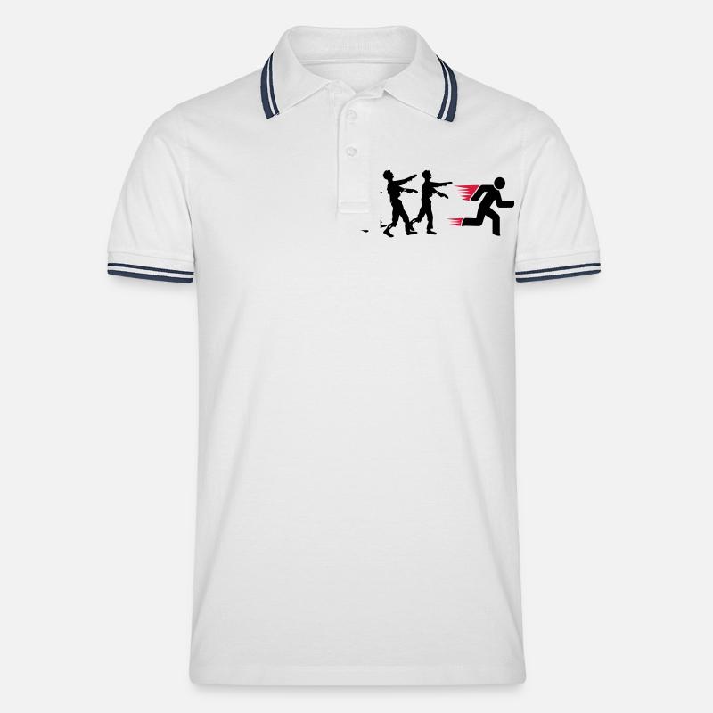 Run From Zombies - Männer Tipped Poloshirt - Weiß/Navy
