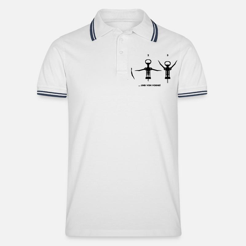 Wein-Workout - Männer Tipped Poloshirt - Weiß/Navy