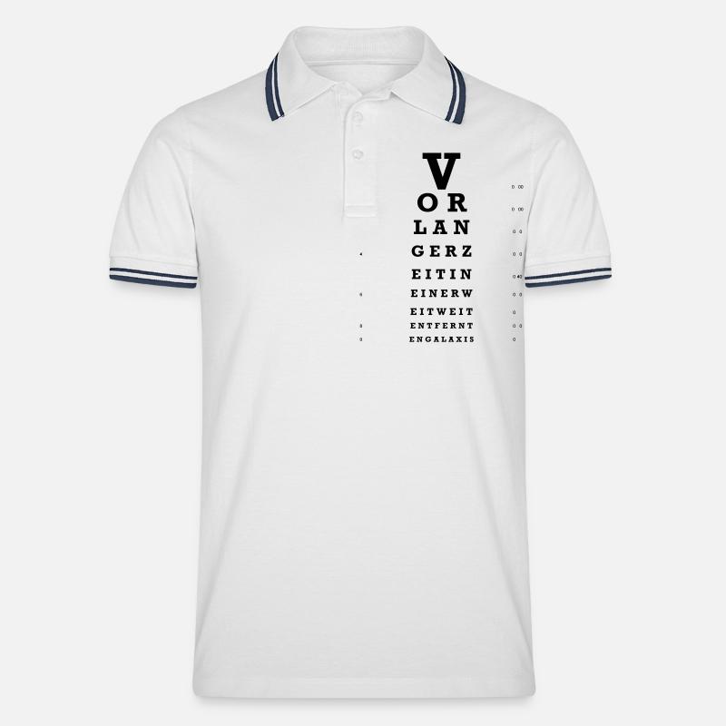Sehtest - Männer Tipped Poloshirt - Weiß/Navy