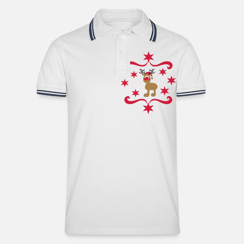 weihnachten - Männer Tipped Poloshirt - Weiß/Navy