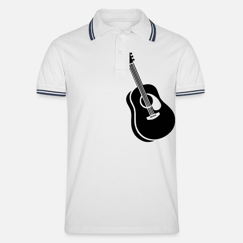 gitarre - Männer Tipped Poloshirt - Weiß/Navy
