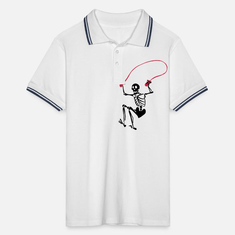 Skeleton jumping rope Men's Tipped Polo Shirt