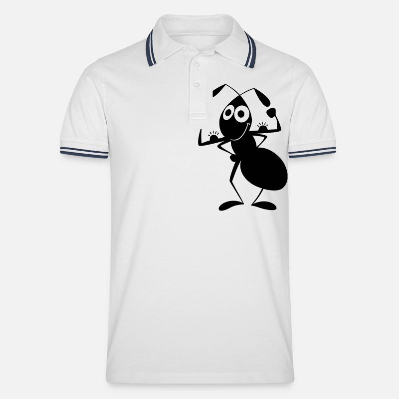 starke Ameise - Männer Tipped Poloshirt - Weiß/Navy