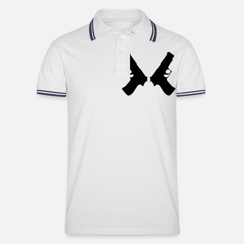 gun 2 mal - Männer Tipped Poloshirt - Weiß/Navy