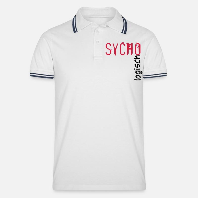 Psycho Logisch - Männer Tipped Poloshirt - Weiß/Navy