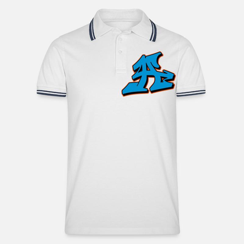 Graffiti Blockletter A - Männer Tipped Poloshirt - Weiß/Navy