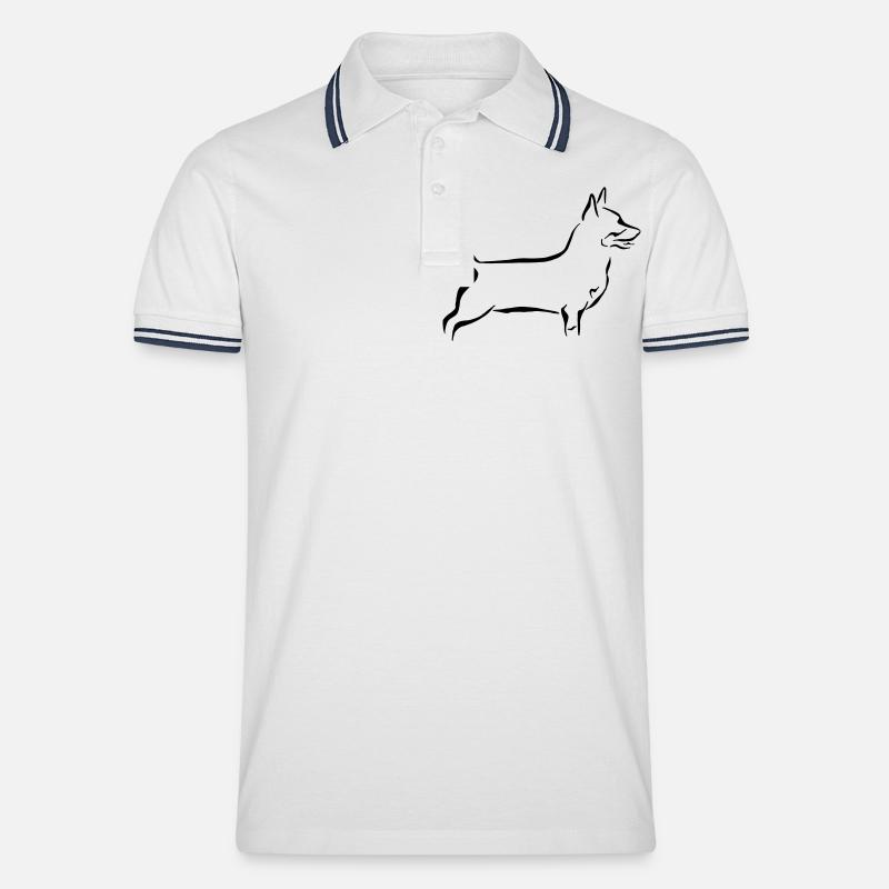 Lancashire Heeler - Männer Tipped Poloshirt - Weiß/Navy