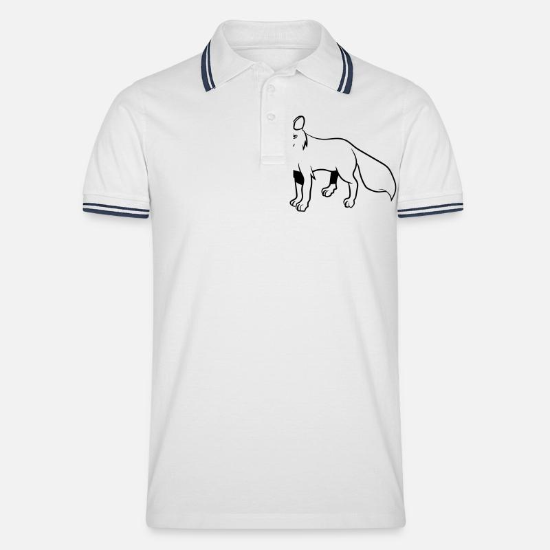 Fuchs - Männer Tipped Poloshirt - Weiß/Navy