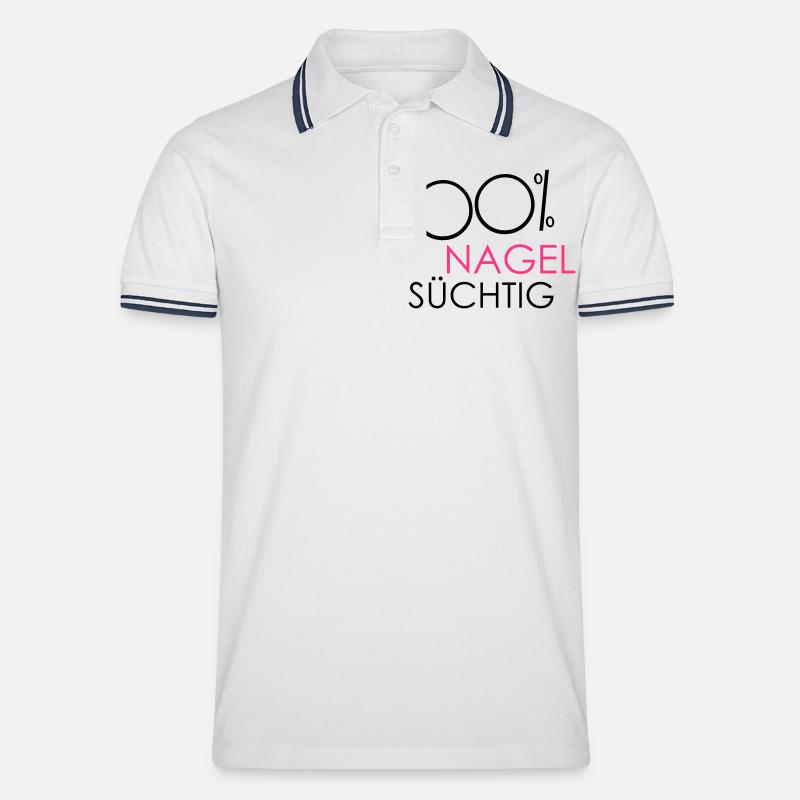nagelsuechtig - Männer Tipped Poloshirt - Weiß/Navy