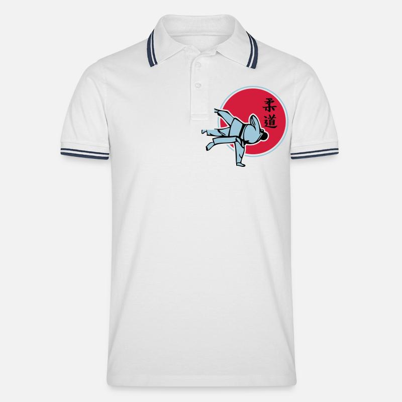 Judo dreifarbig - Männer Tipped Poloshirt - Weiß/Navy