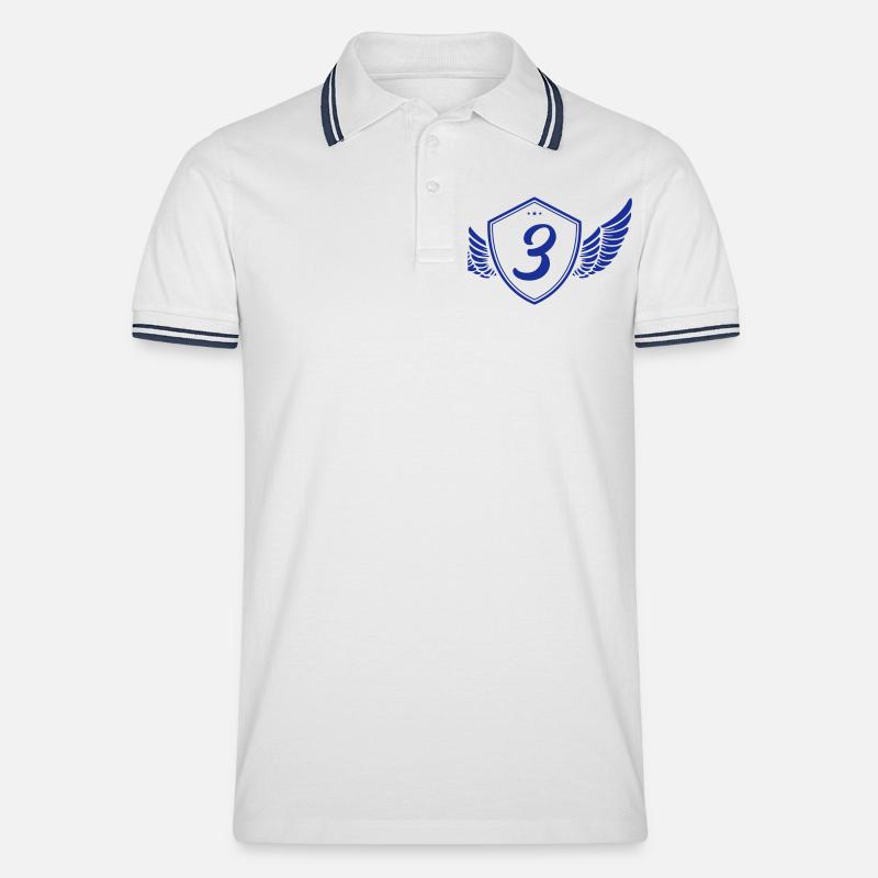 wappen 3 - Männer Tipped Poloshirt - Weiß/Navy