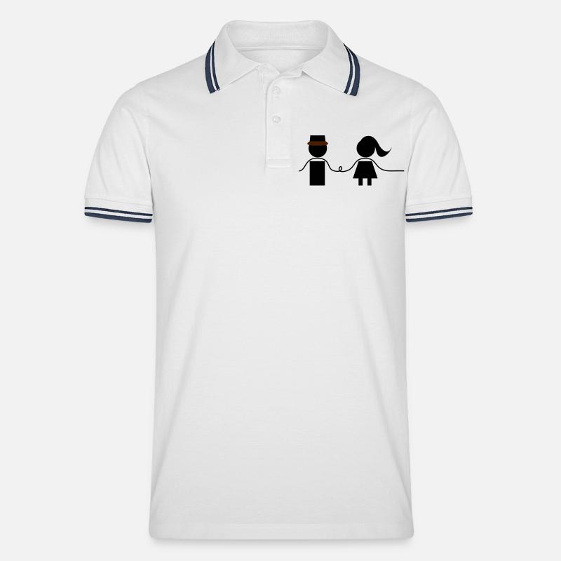 Liebe - Männer Tipped Poloshirt - Weiß/Navy