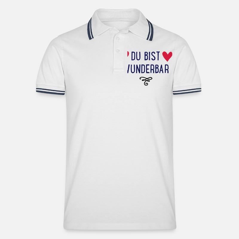Du bist wunderbar - Männer Tipped Poloshirt - Weiß/Navy