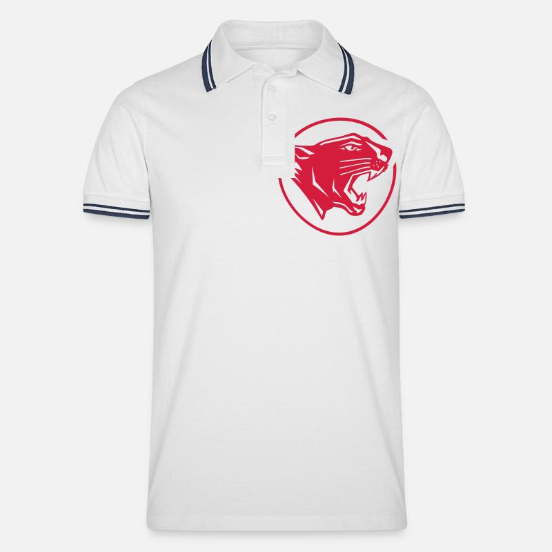 panthère_1 - Männer Tipped Poloshirt - Weiß/Navy