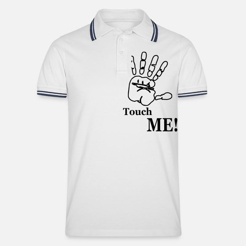 Touch Me! Hand - Männer Tipped Poloshirt - Weiß/Navy