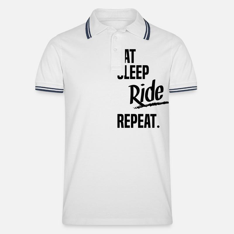 EAT SLEEP RIDE - Männer Tipped Poloshirt - Weiß/Navy
