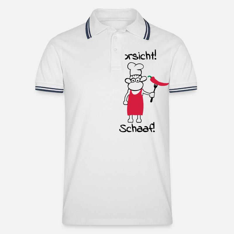 Vorsicht schaaf! - Männer Tipped Poloshirt - Weiß/Navy