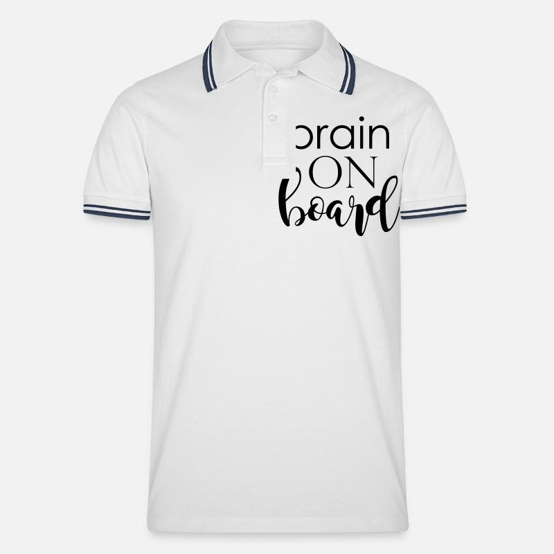 brain on board - Männer Tipped Poloshirt - Weiß/Navy