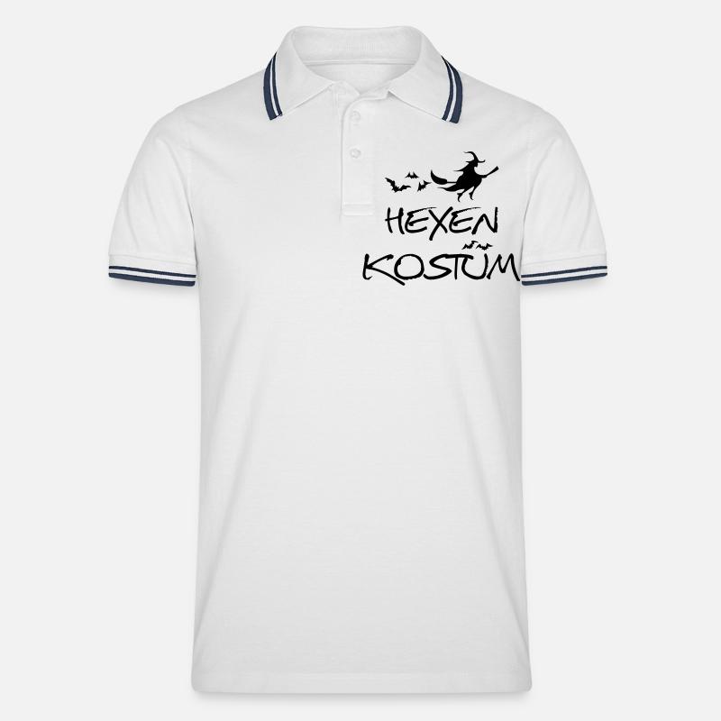 Hexen Kostüm - Männer Tipped Poloshirt - Weiß/Navy