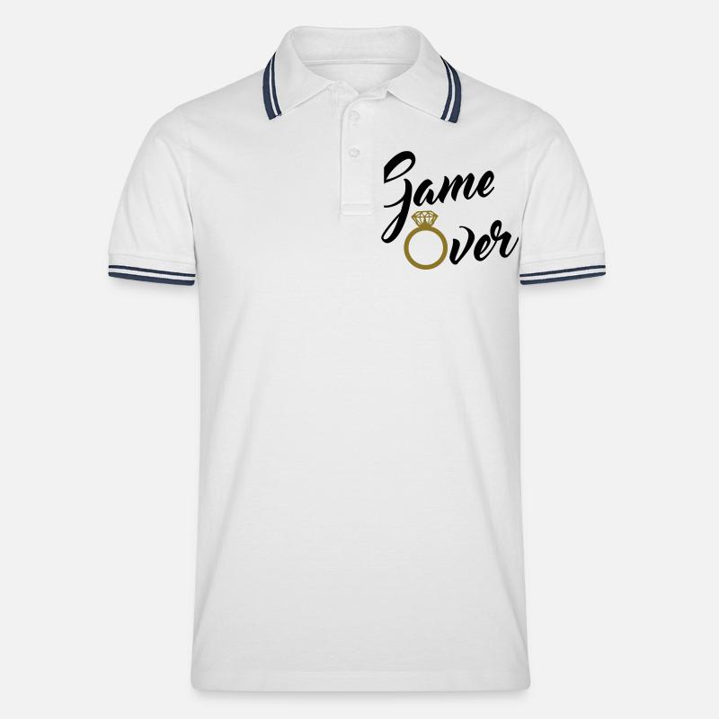 game over - Männer Tipped Poloshirt - Weiß/Navy