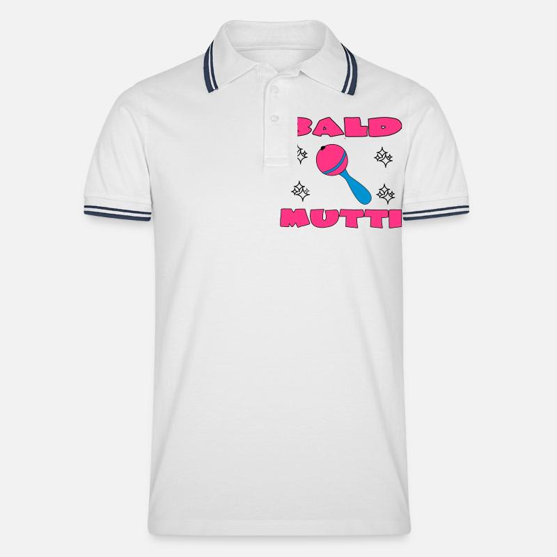 Bald mutti - Männer Tipped Poloshirt - Weiß/Navy