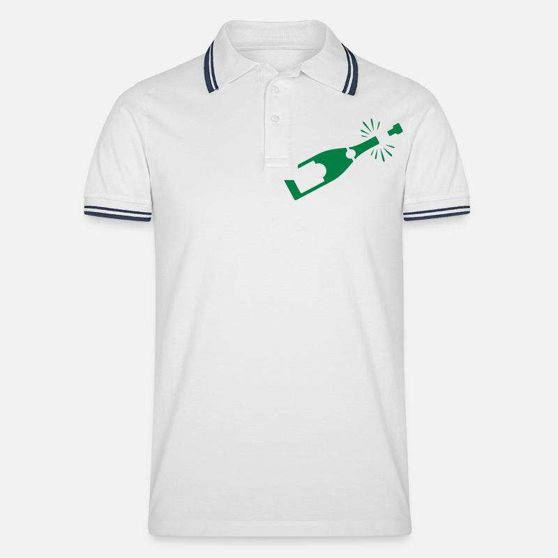 Eine Flasche - Männer Tipped Poloshirt - Weiß/Navy