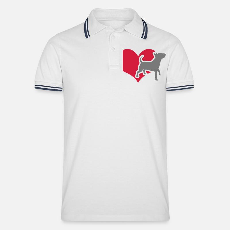 dogs_bullyheart - Männer Tipped Poloshirt - Weiß/Navy