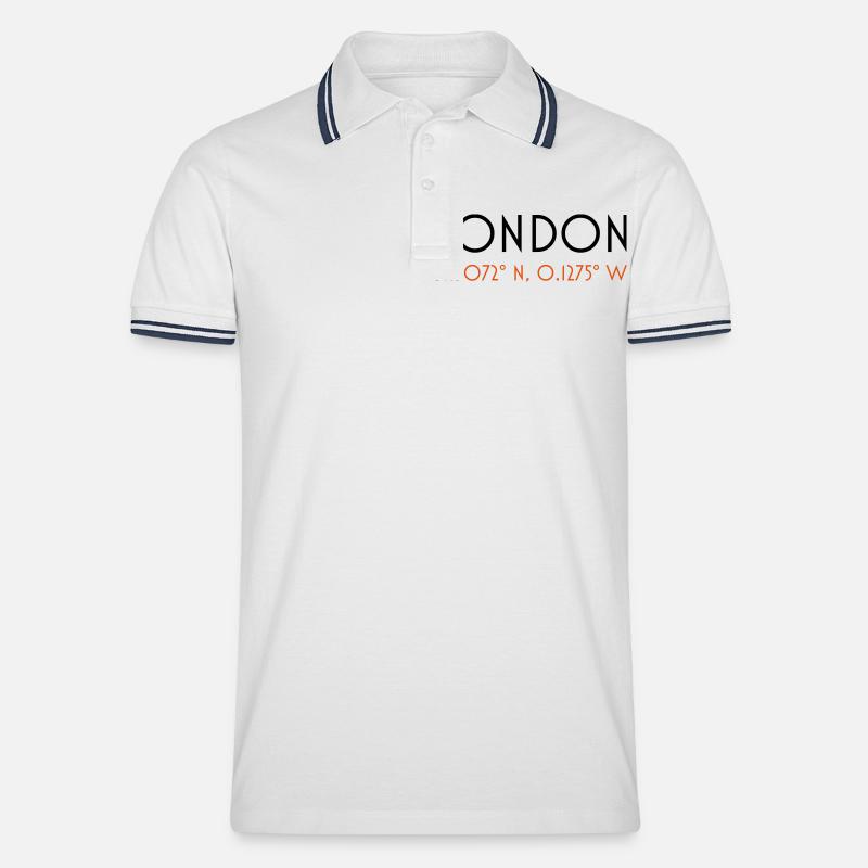 london coordinates - Männer Tipped Poloshirt - Weiß/Navy