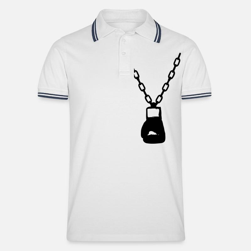 Boxhandschuh Kette - Männer Tipped Poloshirt - Weiß/Navy