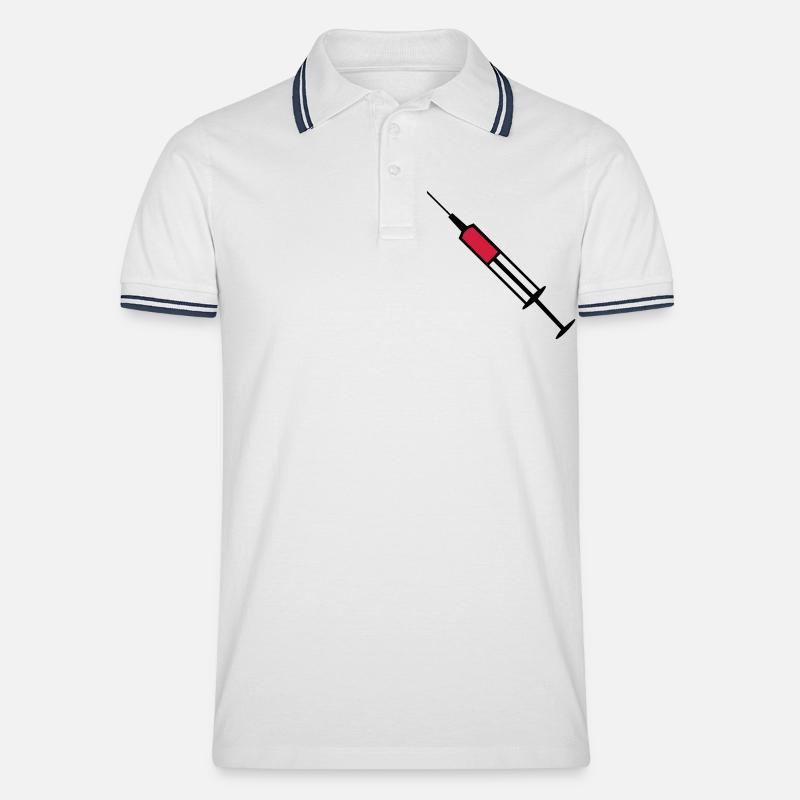 Spritze - Männer Tipped Poloshirt - Weiß/Navy