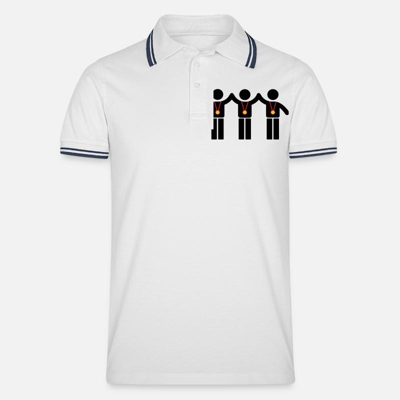 Gewinner Team - Männer Tipped Poloshirt - Weiß/Navy