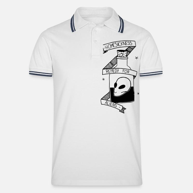 Bouteille avec tête d'alien - Polo tipped Homme - blanc/marine