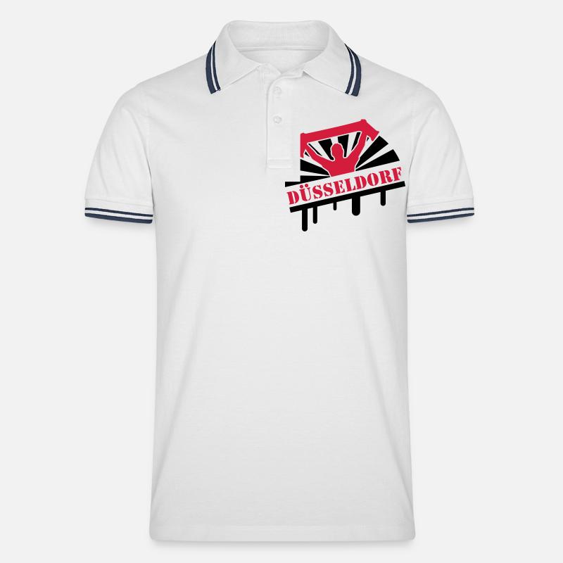 duesseldorf_f2 - Männer Tipped Poloshirt - Weiß/Navy
